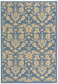 Safavieh Courtyard Cy3416-3103 Blue / Natural Damask Area Rug