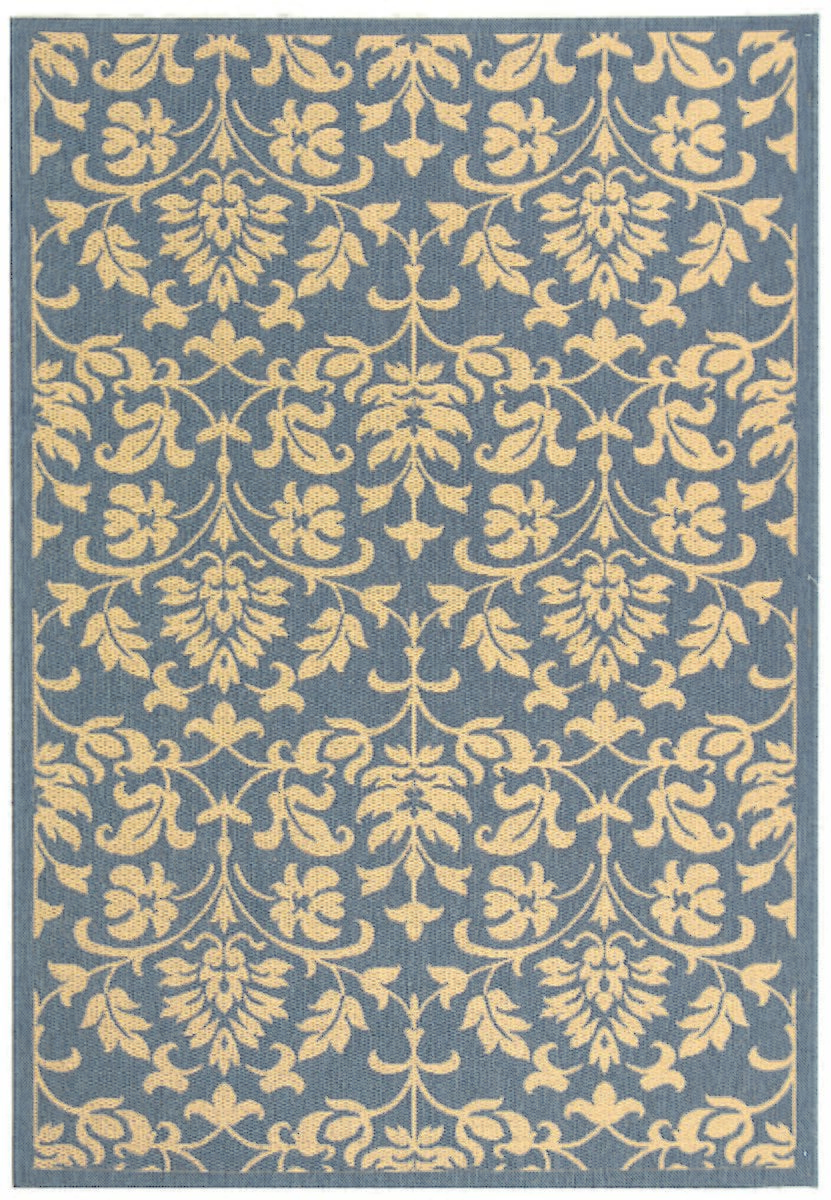 Safavieh Courtyard Cy3416-3103 Blue / Natural Damask Area Rug