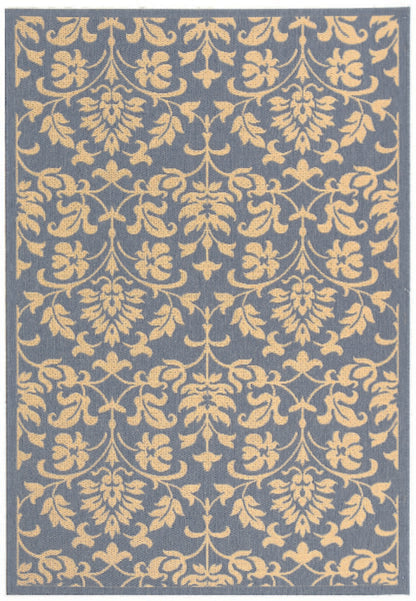 Safavieh Courtyard Cy3416-3103 Blue / Natural Damask Area Rug