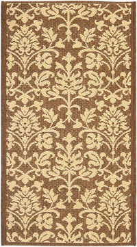 Safavieh Courtyard Cy3416-3409 Chocolate / Natural Damask Area Rug