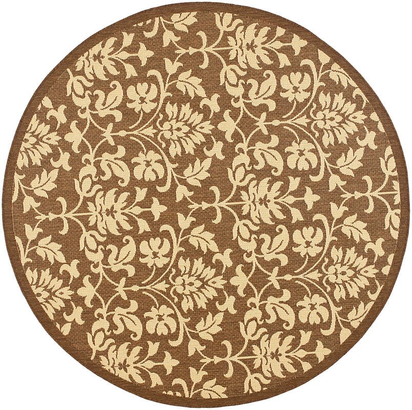 Safavieh Courtyard Cy3416-3409 Chocolate / Natural Damask Area Rug