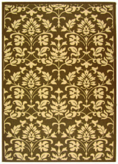 Safavieh Courtyard Cy3416-3409 Chocolate / Natural Damask Area Rug