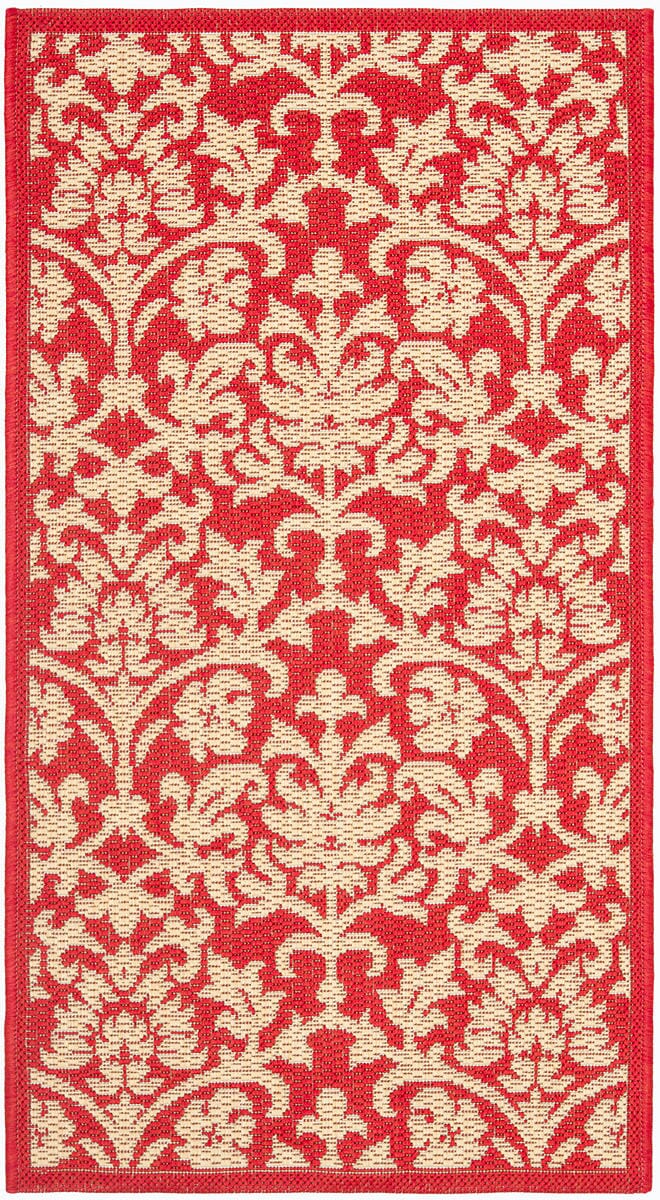 Safavieh Courtyard Cy3416-3707 Red / Natural Damask Area Rug