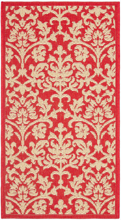 Safavieh Courtyard Cy3416-3707 Red / Natural Damask Area Rug