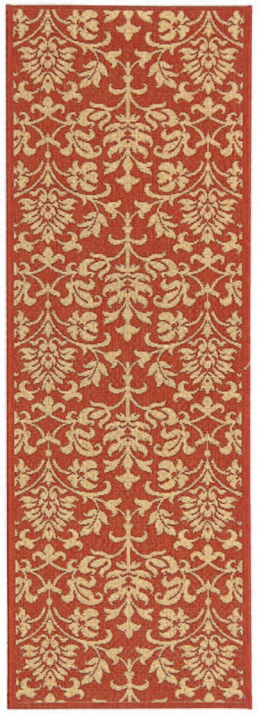 Safavieh Courtyard Cy3416-3707 Red / Natural Damask Area Rug