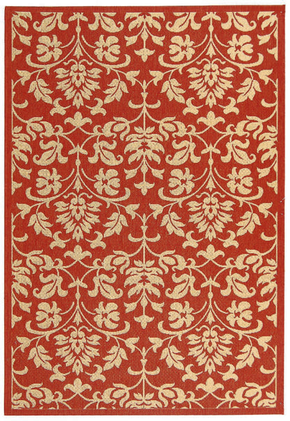 Safavieh Courtyard Cy3416-3707 Red / Natural Damask Area Rug