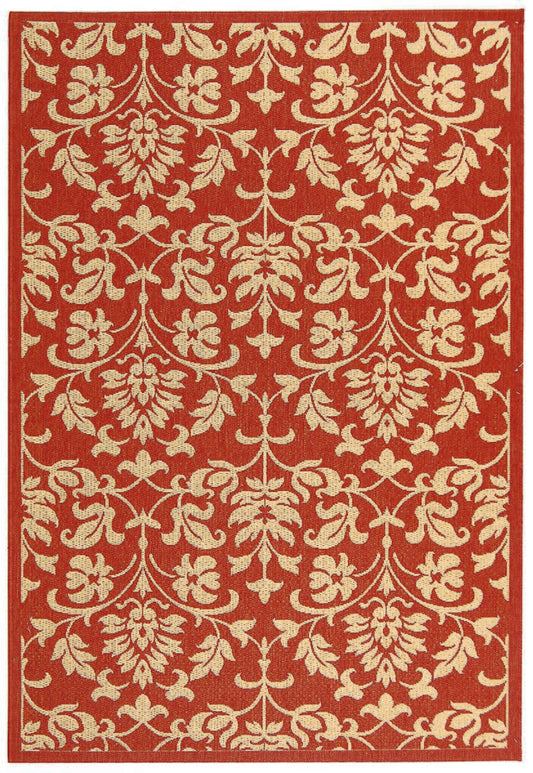 Safavieh Courtyard Cy3416-3707 Red / Natural Damask Area Rug