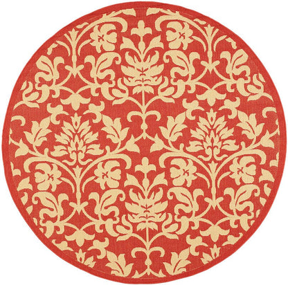 Safavieh Courtyard Cy3416-3707 Red / Natural Damask Area Rug