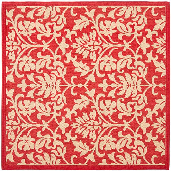 Safavieh Courtyard Cy3416-3707 Red / Natural Damask Area Rug