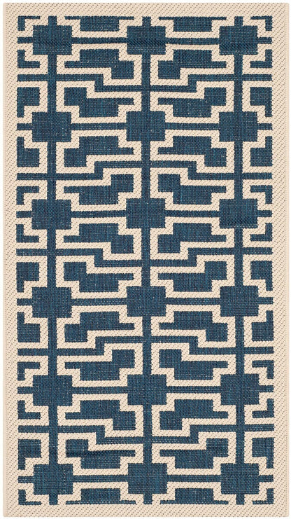 Safavieh Courtyard Cy6015-268 Navy / Beige Geometric Area Rug