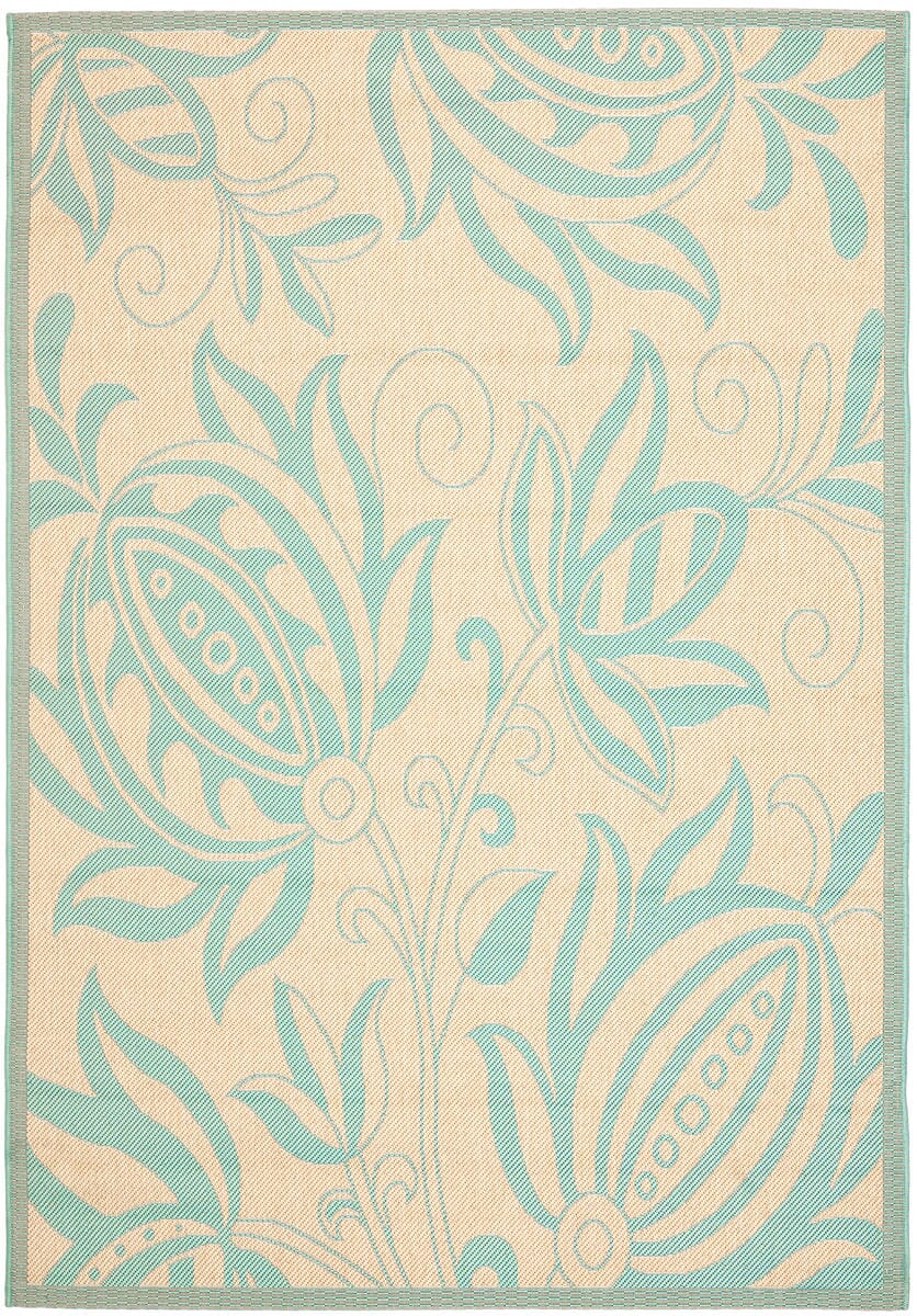 Safavieh Courtyard Cy6109-15 Cream / Aqua Floral / Country Area Rug