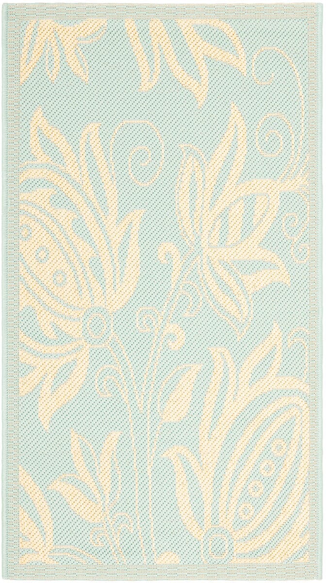 Safavieh Courtyard Cy6109-25 Aqua / Cream Floral / Country Area Rug