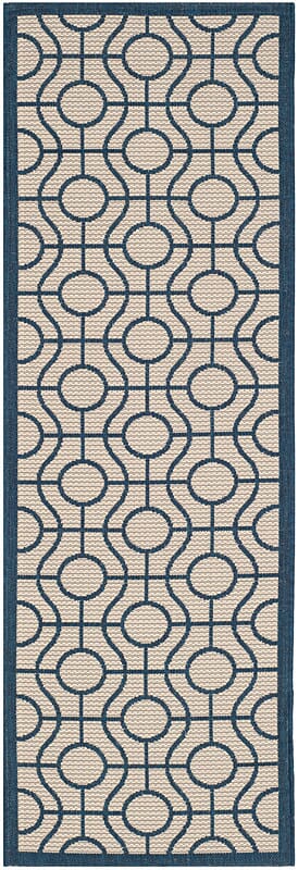 Safavieh Courtyard Cy6115-258 Beige / Navy Geometric Area Rug