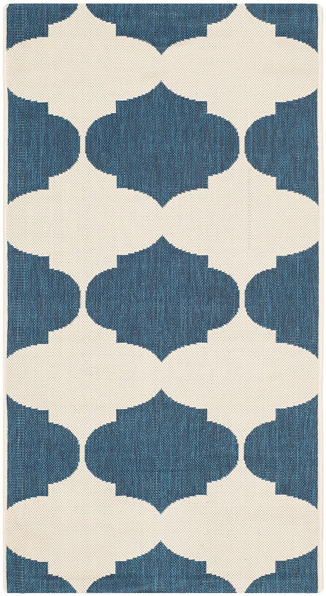 Safavieh Courtyard Cy6162-258 Beige / Navy Damask Area Rug