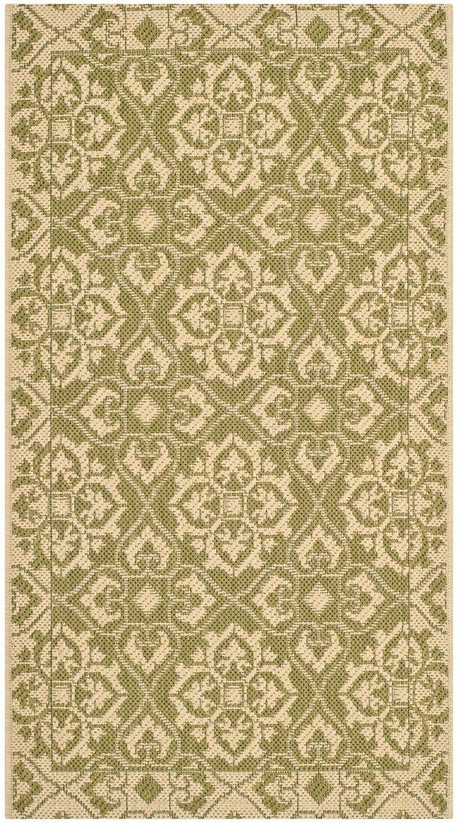 Safavieh Courtyard Cy6550-24 Green / Creme Damask Area Rug