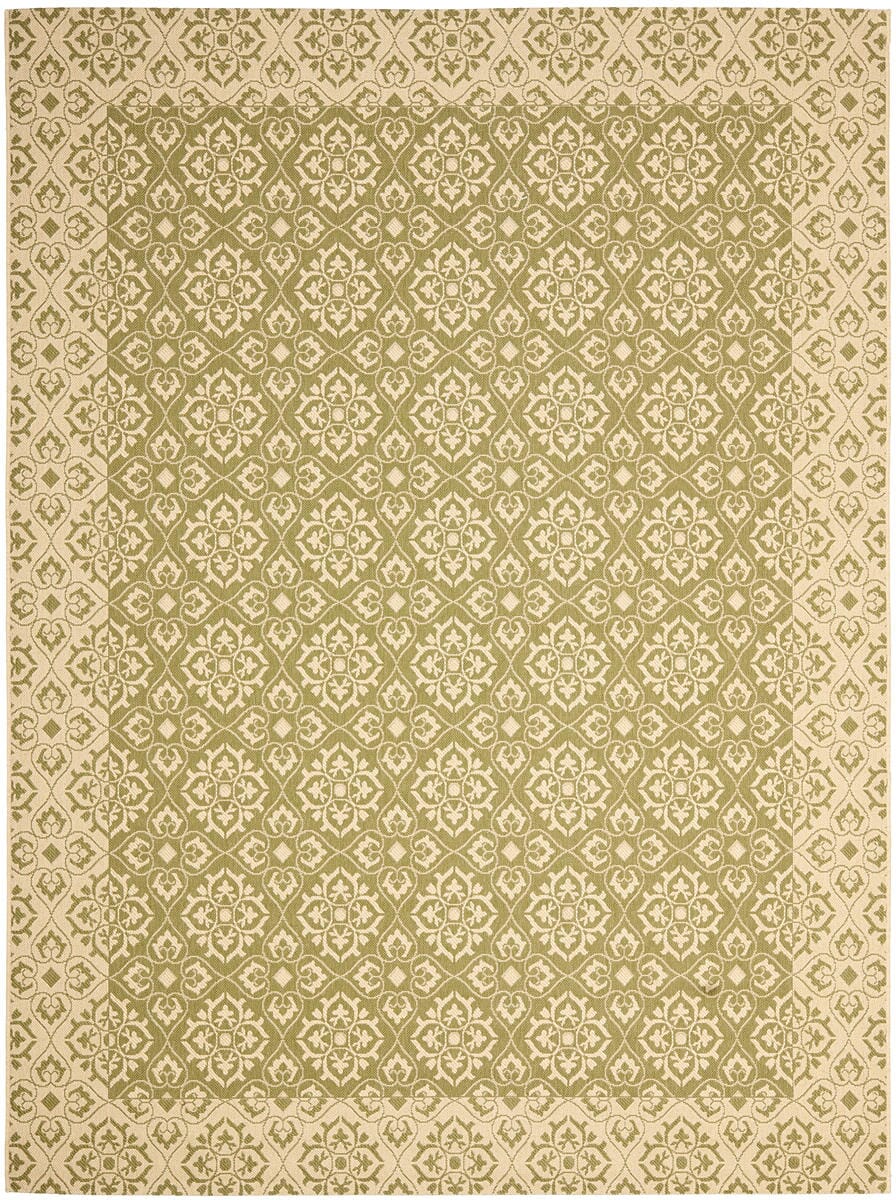 Safavieh Courtyard Cy6550-24 Green / Creme Damask Area Rug