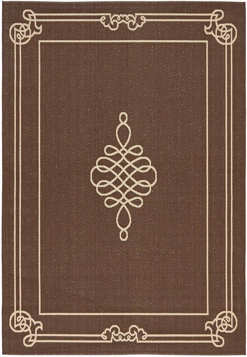 Safavieh Courtyard Cy6788-204 Chocolate / Cream Bordered Area Rug