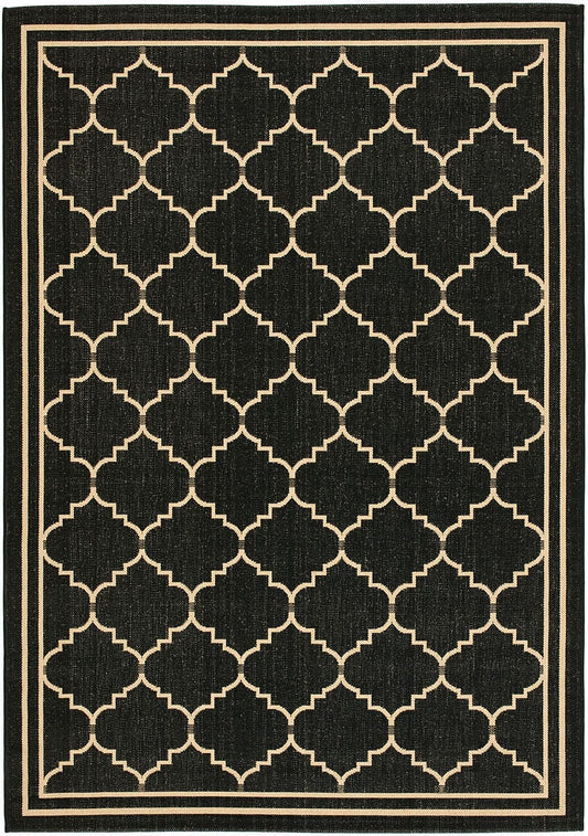 Safavieh Courtyard Cy6889-26 Black / Creme Geometric Area Rug