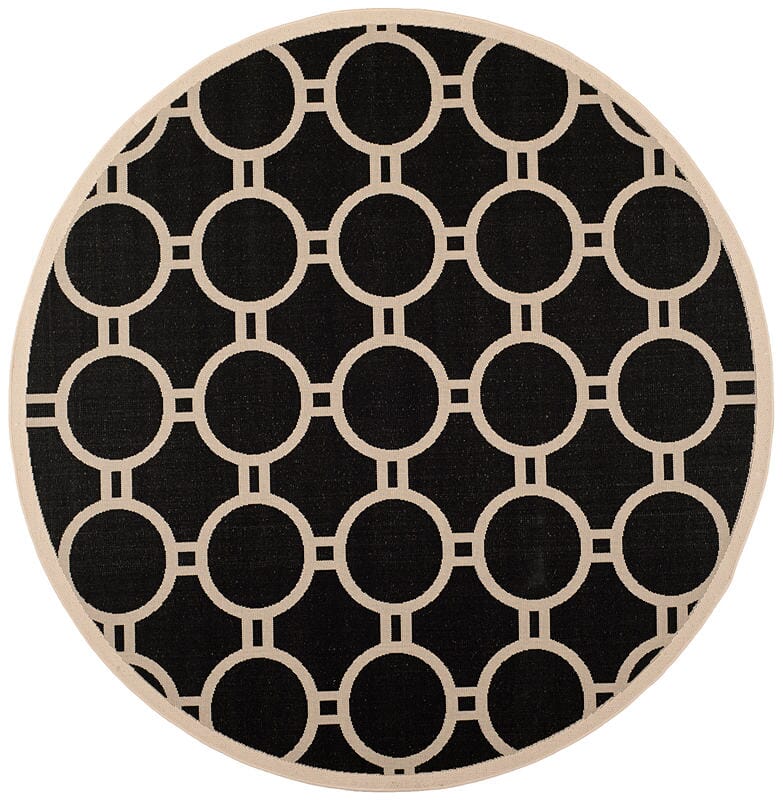 Safavieh Courtyard Cy6924-266 Black / Beige Geometric Area Rug