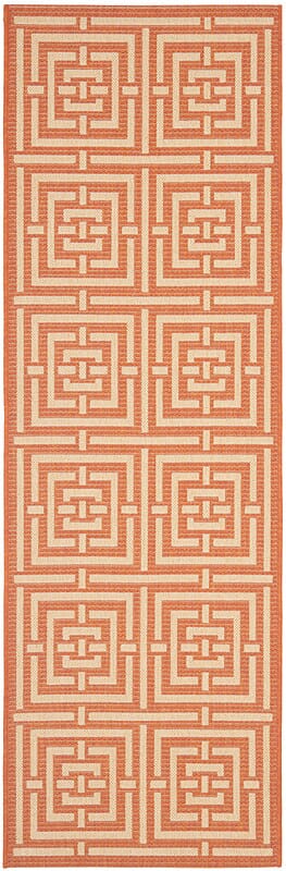 Safavieh Courtyard Cy6937-21 Terracotta / Cream Geometric Area Rug