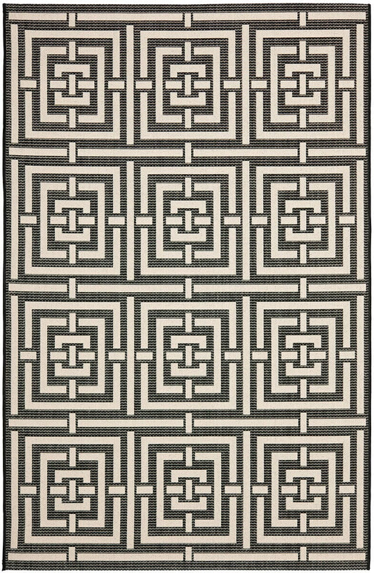 Safavieh Courtyard Cy6937-26 Black / Bone Geometric Area Rug