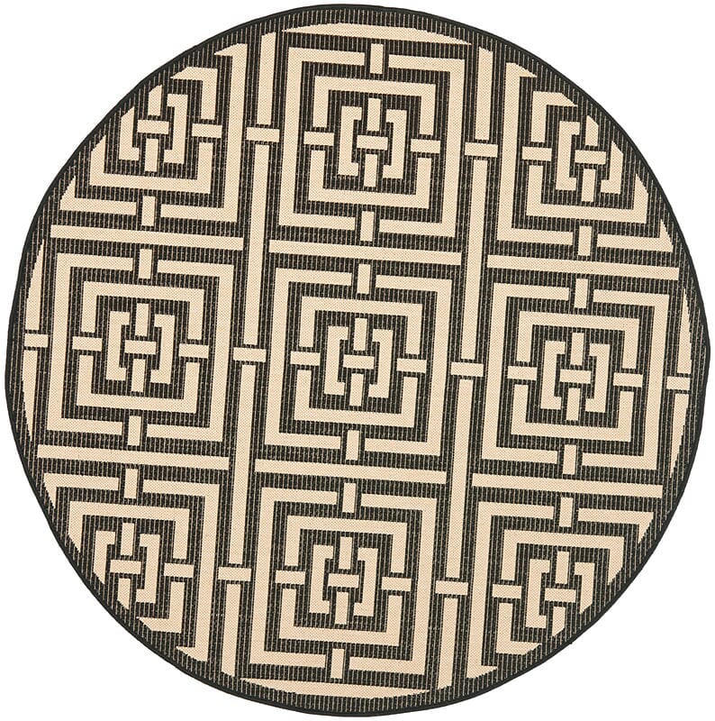 Safavieh Courtyard Cy6937-26 Black / Bone Geometric Area Rug