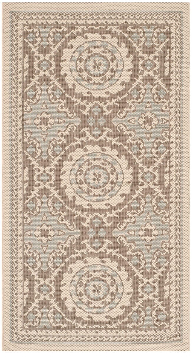 Safavieh Courtyard Cy7059-79A18 Beige / Dark Beig Damask Area Rug