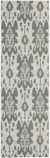 Safavieh Courtyard Cy7276-78A18 Ltgy Anthracite / Aqua Weft Damask Area Rug