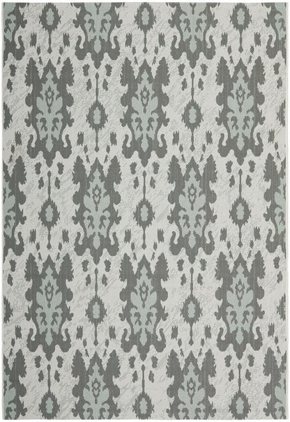 Safavieh Courtyard Cy7276-78A18 Ltgy Anthracite / Aqua Weft Damask Area Rug