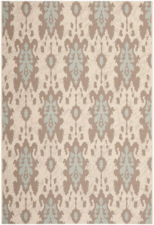 Safavieh Courtyard Cy7276-79A18 Beige Dk Beige / Aqua Weft Damask Area Rug