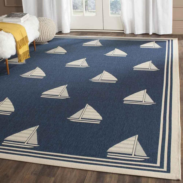 Safavieh Courtyard Cy7422-258A22 Navy / Beige Coastal Area Rug