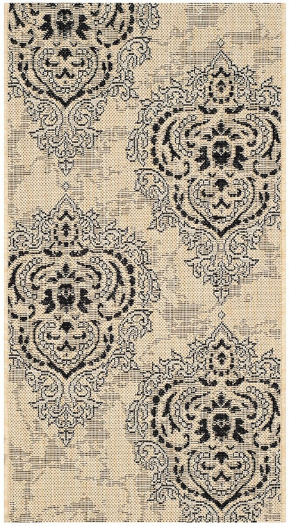 Safavieh Courtyard Cy7926-16A22 Creme / Black Damask Area Rug