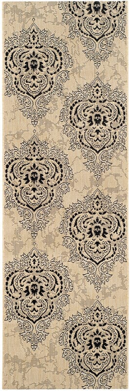 Safavieh Courtyard Cy7926-16A22 Creme / Black Damask Area Rug