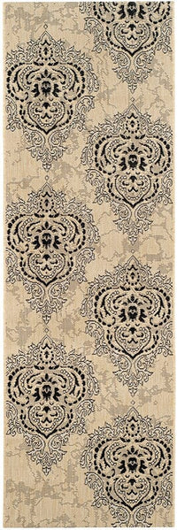 Safavieh Courtyard Cy7926-16A22 Creme / Black Damask Area Rug