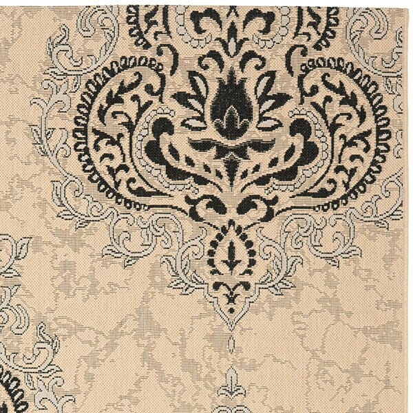 Safavieh Courtyard Cy7926-16A22 Creme / Black Damask Area Rug