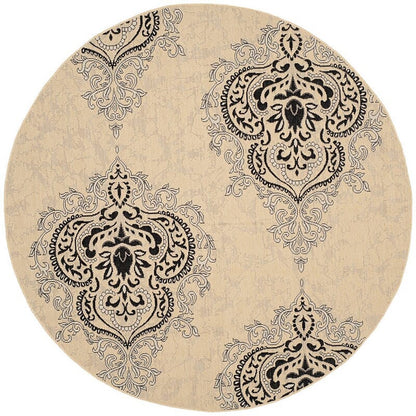 Safavieh Courtyard Cy7926-16A22 Creme / Black Damask Area Rug