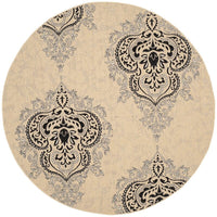 Safavieh Courtyard Cy7926-16A22 Creme / Black Damask Area Rug