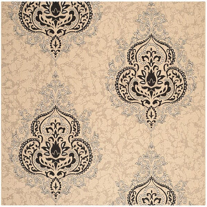 Safavieh Courtyard Cy7926-16A22 Creme / Black Damask Area Rug