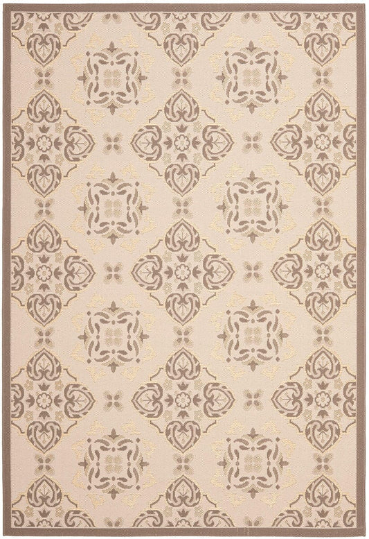 Safavieh Courtyard Cy7978-79A21 Beige / Dark Beige Damask Area Rug