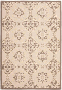 Safavieh Courtyard Cy7978-79A21 Beige / Dark Beige Damask Area Rug