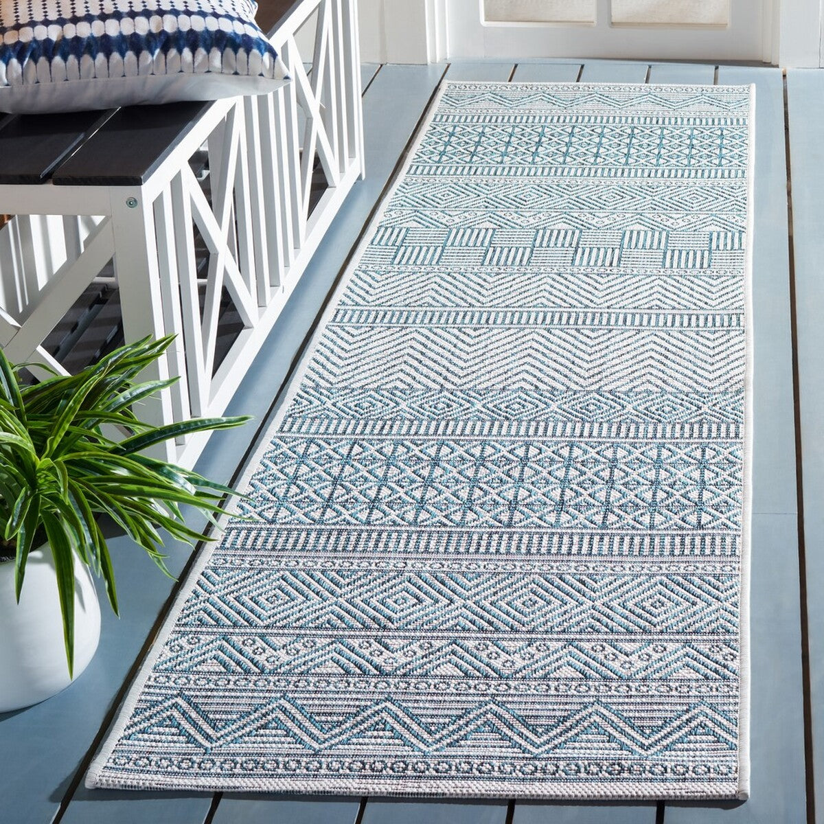 Safavieh Courtyard Cy8196-53512 Ivory/Turquoise Area Rug