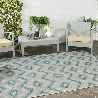 Safavieh Courtyard Cy8463-37212 Grey / Blue Geometric Area Rug