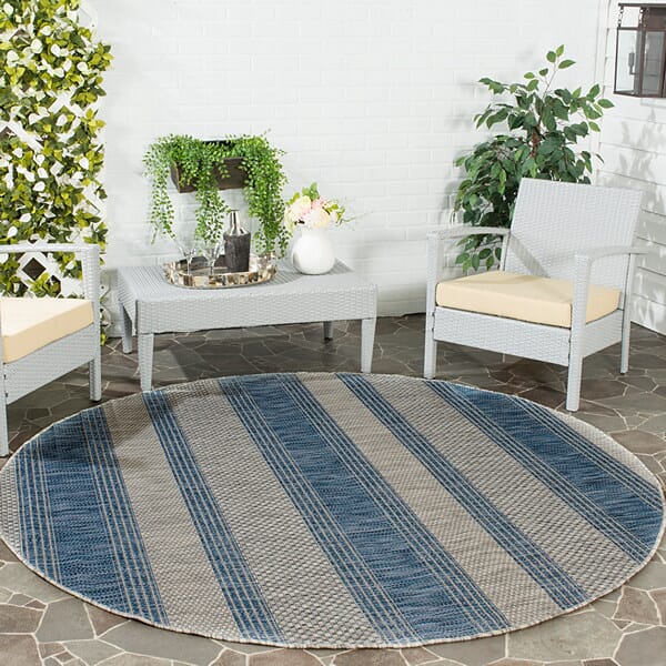 Safavieh Courtyard Cy8464-36812 Grey / Navy Striped Area Rug