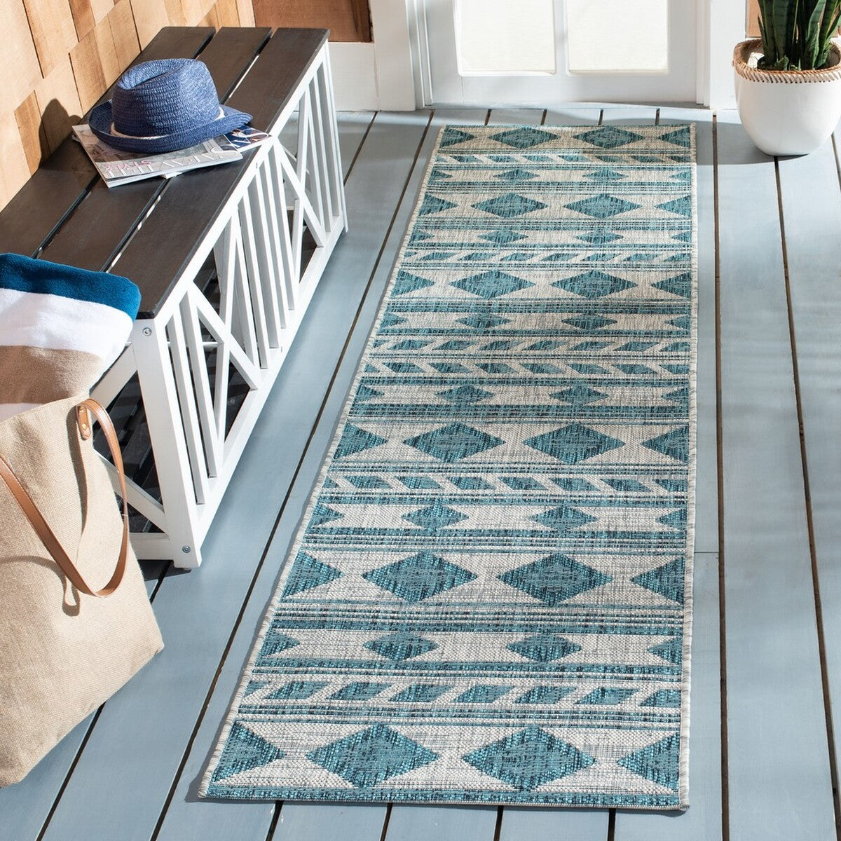 Safavieh Courtyard Cy8529-37212 Grey/Teal Area Rug