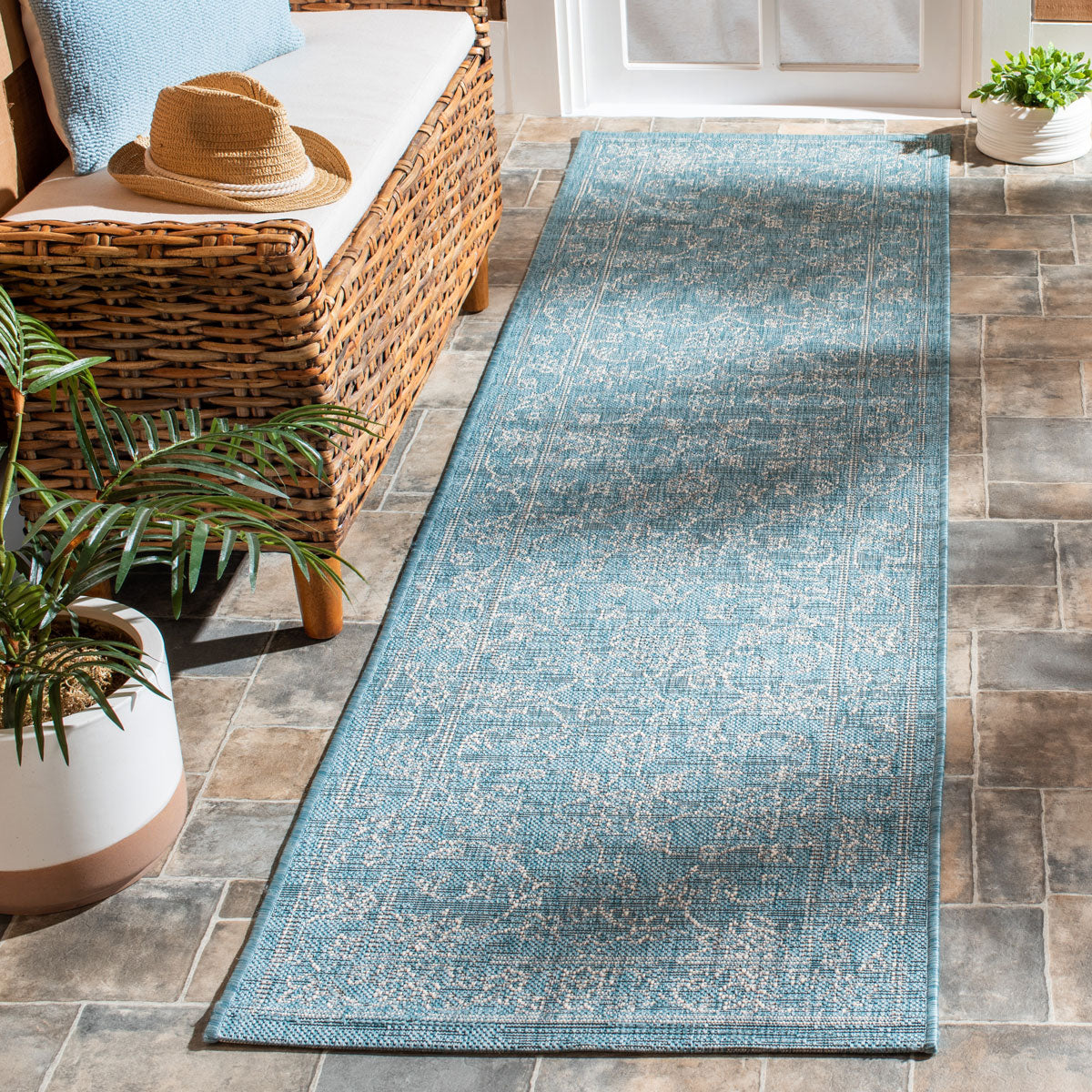 Safavieh Courtyard Cy8680-37121 Aqua/Grey Area Rug