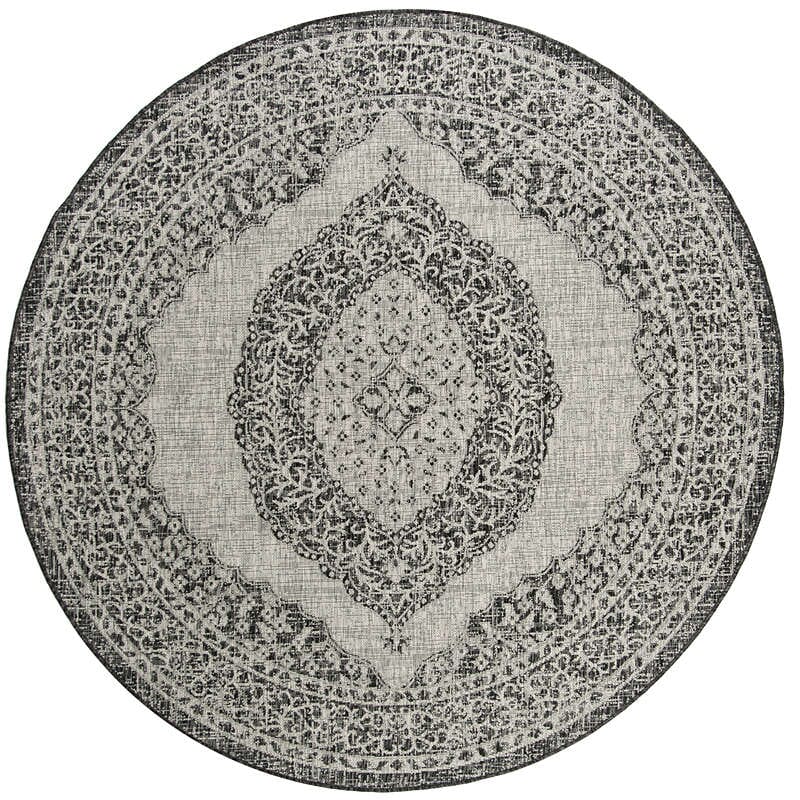 Safavieh Courtyard Cy8751-37612 Light Grey / Black Area Rug