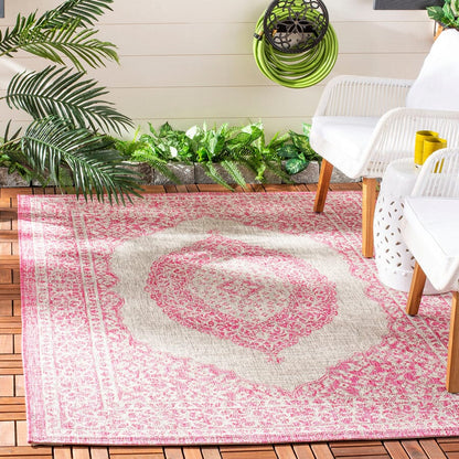 Safavieh Courtyard Cy8751-39712 Light Grey / Fuchsia Area Rug