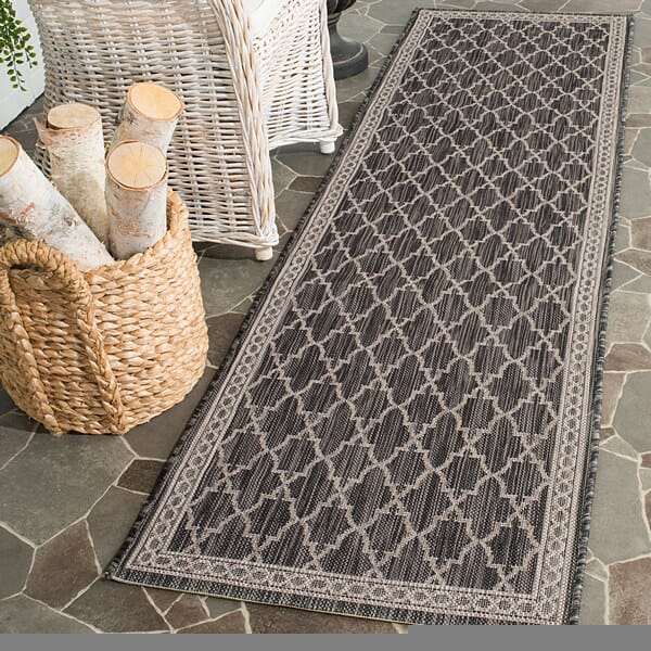 Safavieh Courtyard Cy8871-36621 Black / Beige Geometric Area Rug