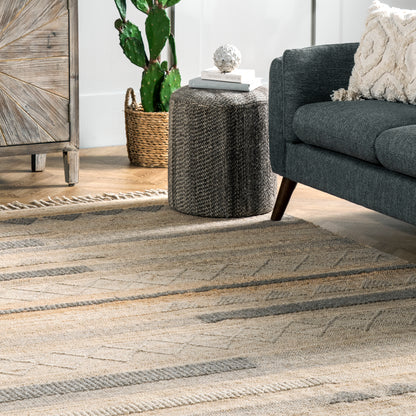 Nuloom Geometric Stripes Nge1408A Beige Area Rug