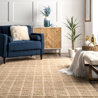 Nuloom Ella Farmhouse Checkered Nel1962A Natural Area Rug